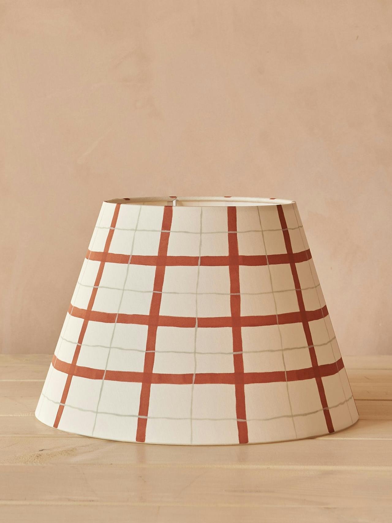 Rust gingham lampshade Interiors Hum London    - Collagerie