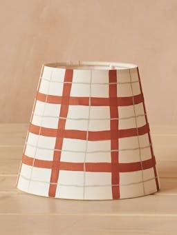 Rust gingham lampshade Interiors Hum London    - Collagerie