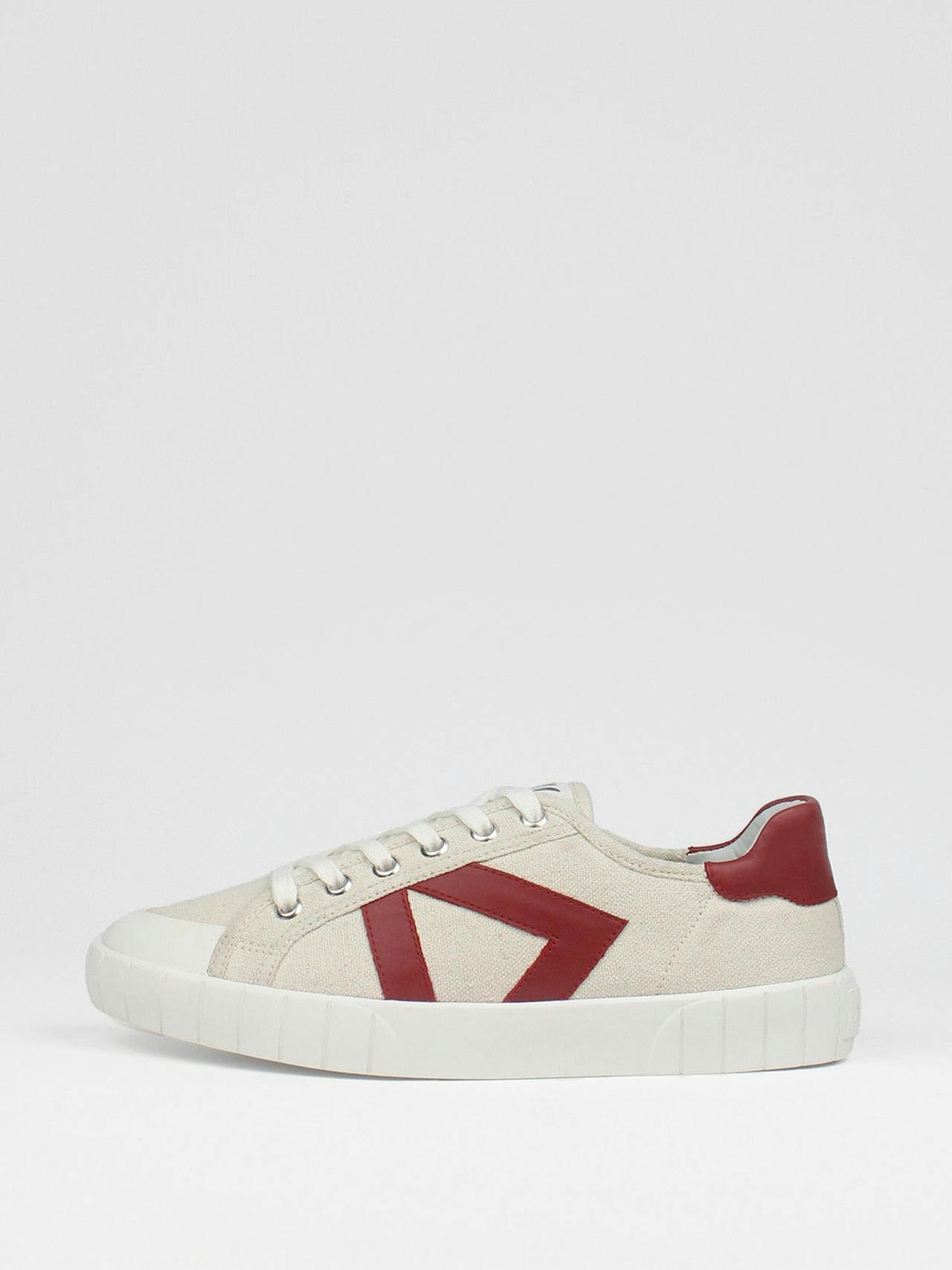 The Helios beige and red trainers