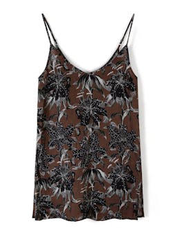 Short slip nightie lilium black brown linen Short Slip Nightie Desmond & Dempsey    - Collagerie