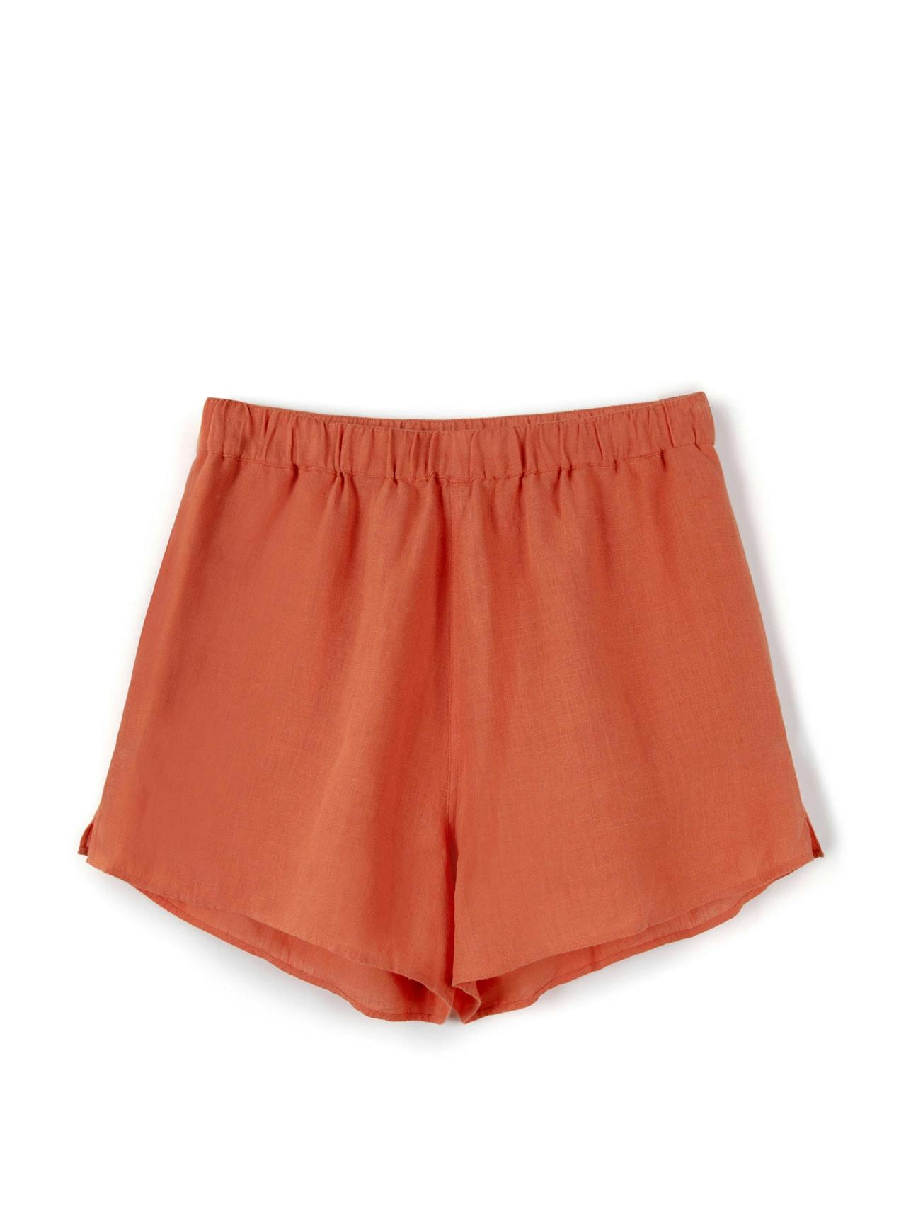 Pleated cami top and shorts set coral linen Pleated Cami Top and Shorts Set Desmond & Dempsey    - Collagerie