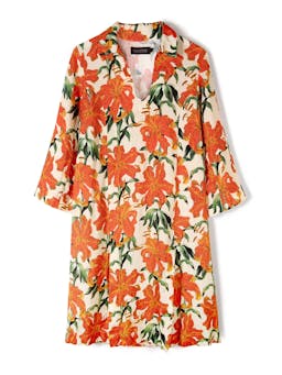 Kaftan lilium orange cream linen Kaftan Desmond & Dempsey    - Collagerie