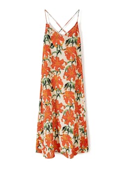 Linen A-line nightdress in Lilium Orange Cream Nightie Desmond & Dempsey    - Collagerie