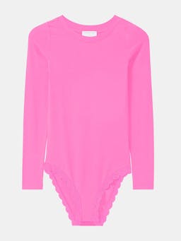 Hot pink long sleeved bodysuit Long Sleeve Bodysuit Stripe & Stare    - Collagerie