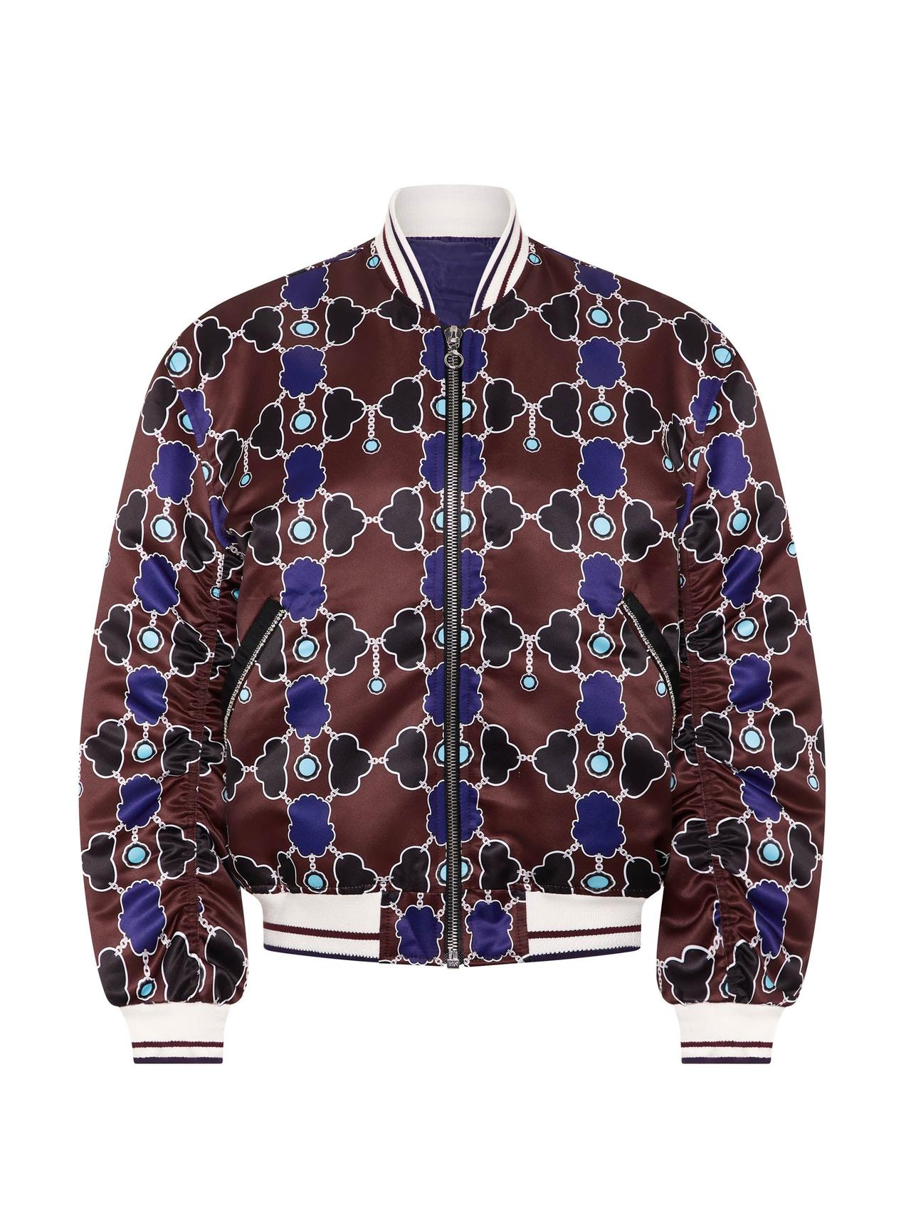 Burgundy lock Iggy satin bomber jacket