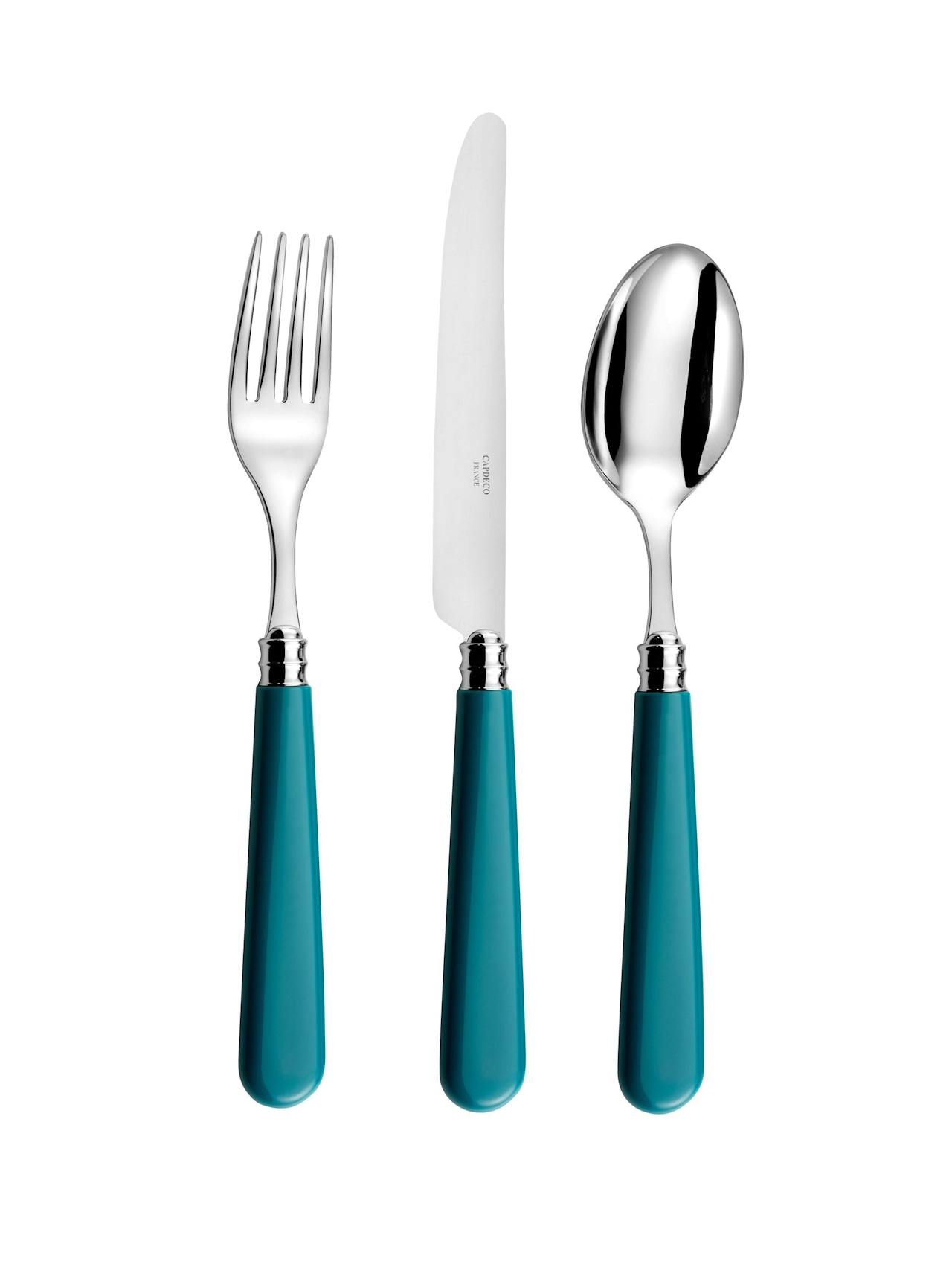 Turquoise cutlery in stainless steel