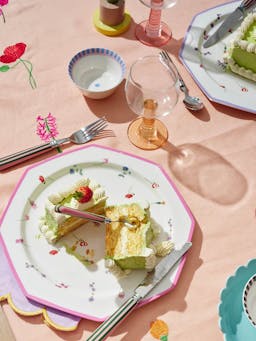 Floral octagonal plate set  In the Roundhouse    - Collagerie