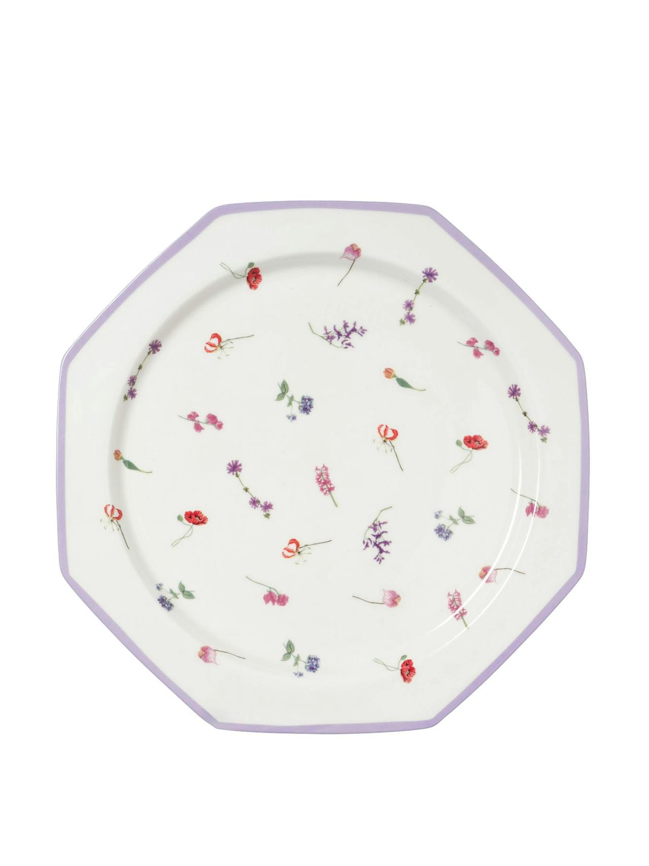 Floral octagonal plate set