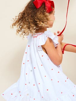 Indira dress love is in the air Plumetti with big love hand smocking  Smock London    - Collagerie