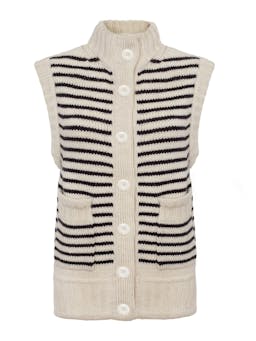 Ecru and anthracite stripe wool Ingleton gilet Clothing Herd    - Collagerie