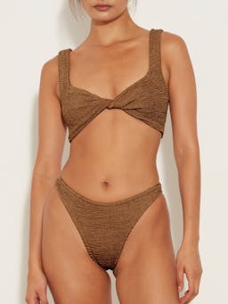 Metallic cocoa Juno bikini Clothing Hunza G    - Collagerie