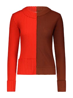 Poppy and brown patchwork pullover Clothing Marina Moscone    - Collagerie