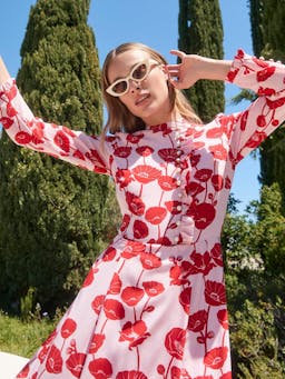 Christina pink poppy dress DRESSES Beulah London    - Collagerie