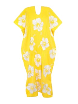 Three panel midi kaftan in yellow and white  Pippa Holt    - Collagerie