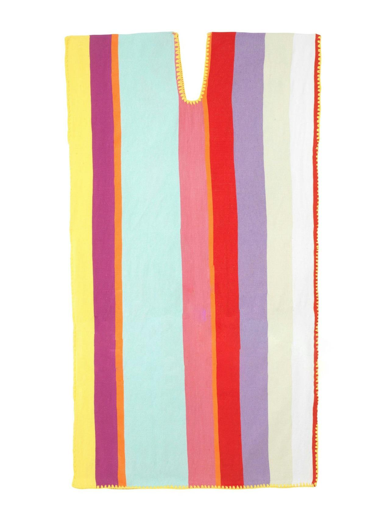 Single panel midi kaftan in multicoloured stripes