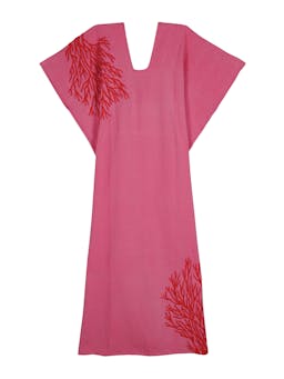 Pink embroidered coral midi kaftan Clothing Pippa Holt    - Collagerie