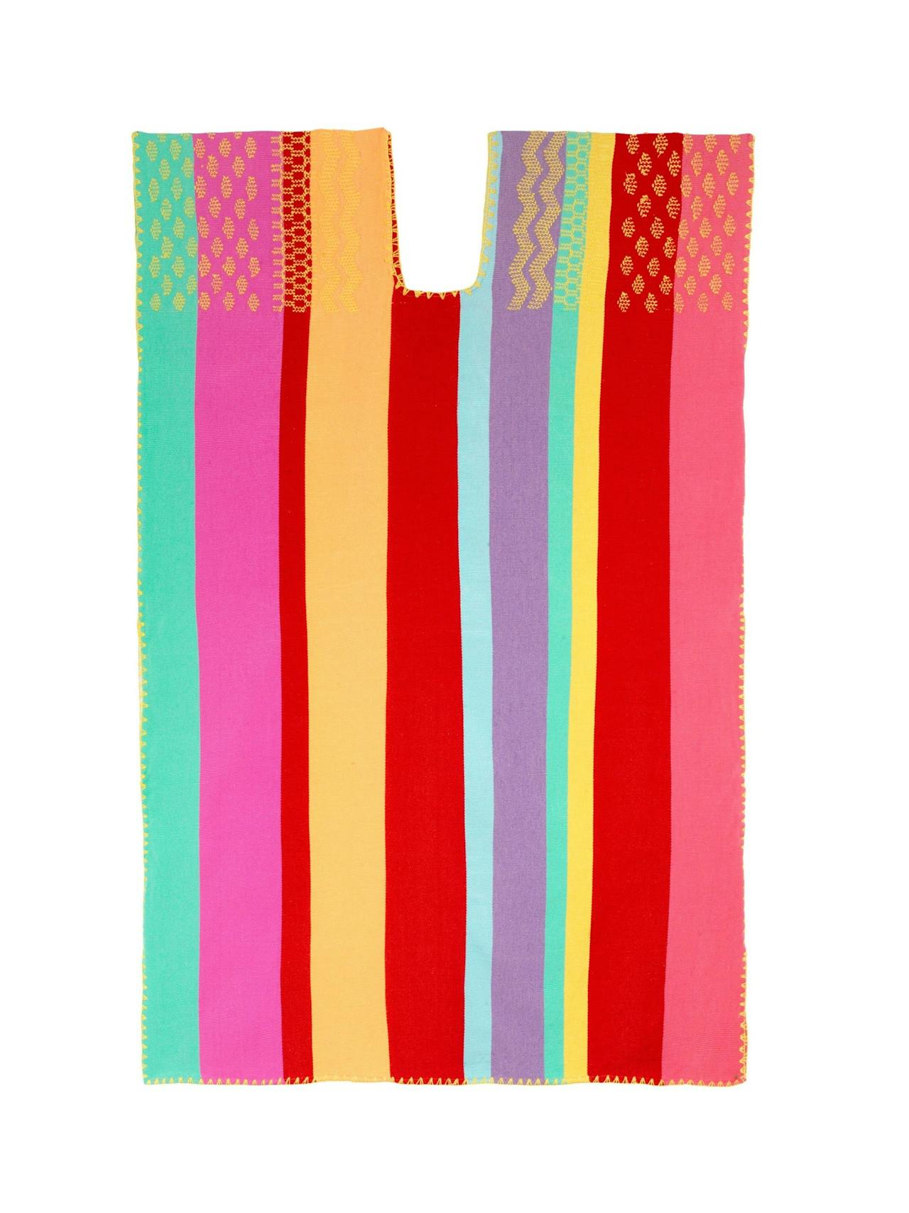 Single panel mini kaftan in multicoloured stripes