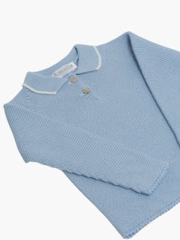 Knitted polo shirt powder blue Baby Clothing Amaia    - Collagerie