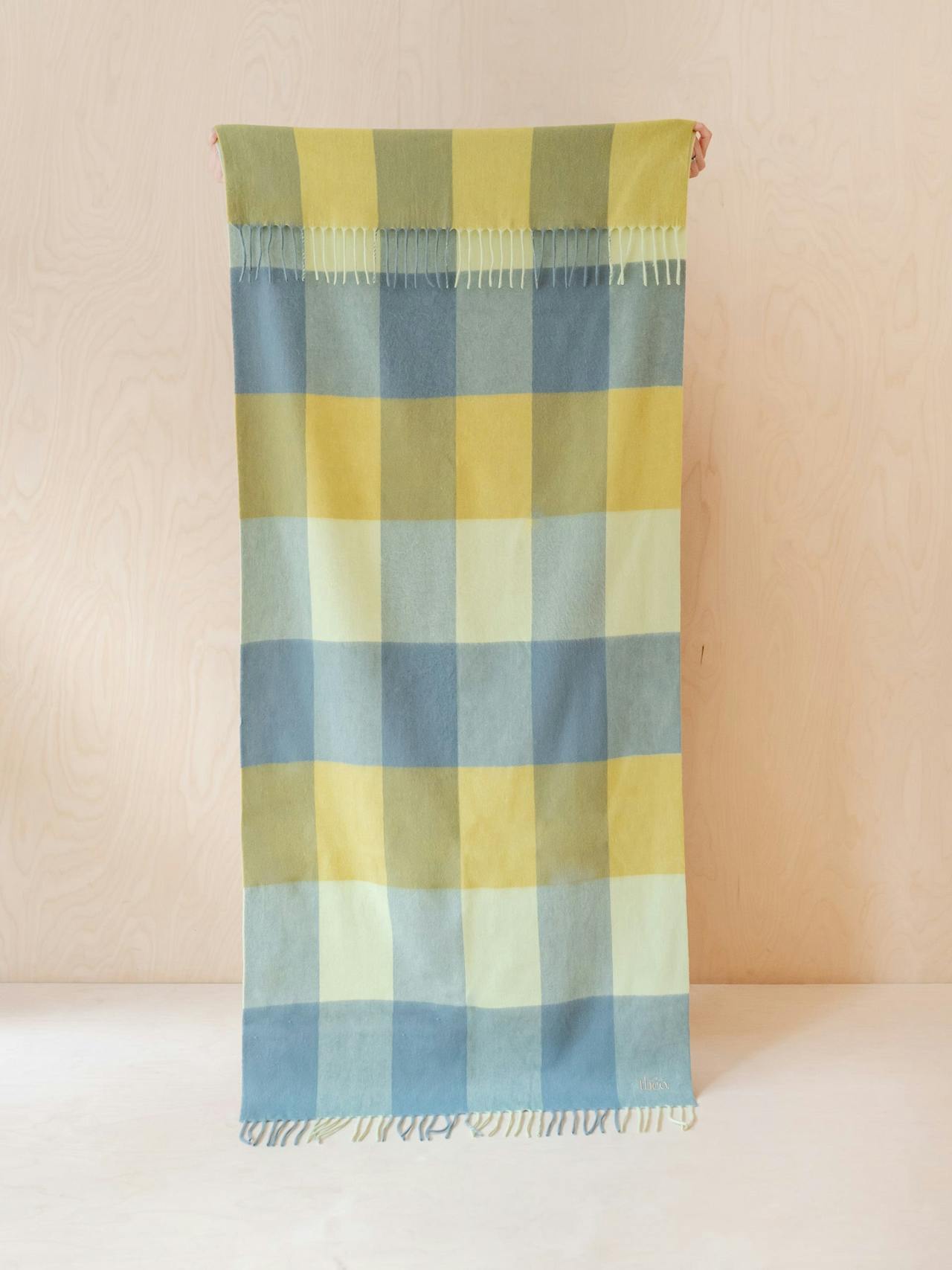 Lambswool kids blanket in lime grid check Home > Blankets > Lambswool Blankets > Kids TBCo    - Collagerie