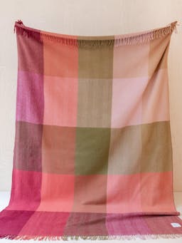 Recycled wool extra large blanket in pink herringbone block check Home > Blankets > Recycled Wool Blankets > Extra Large TBCo    - Collagerie