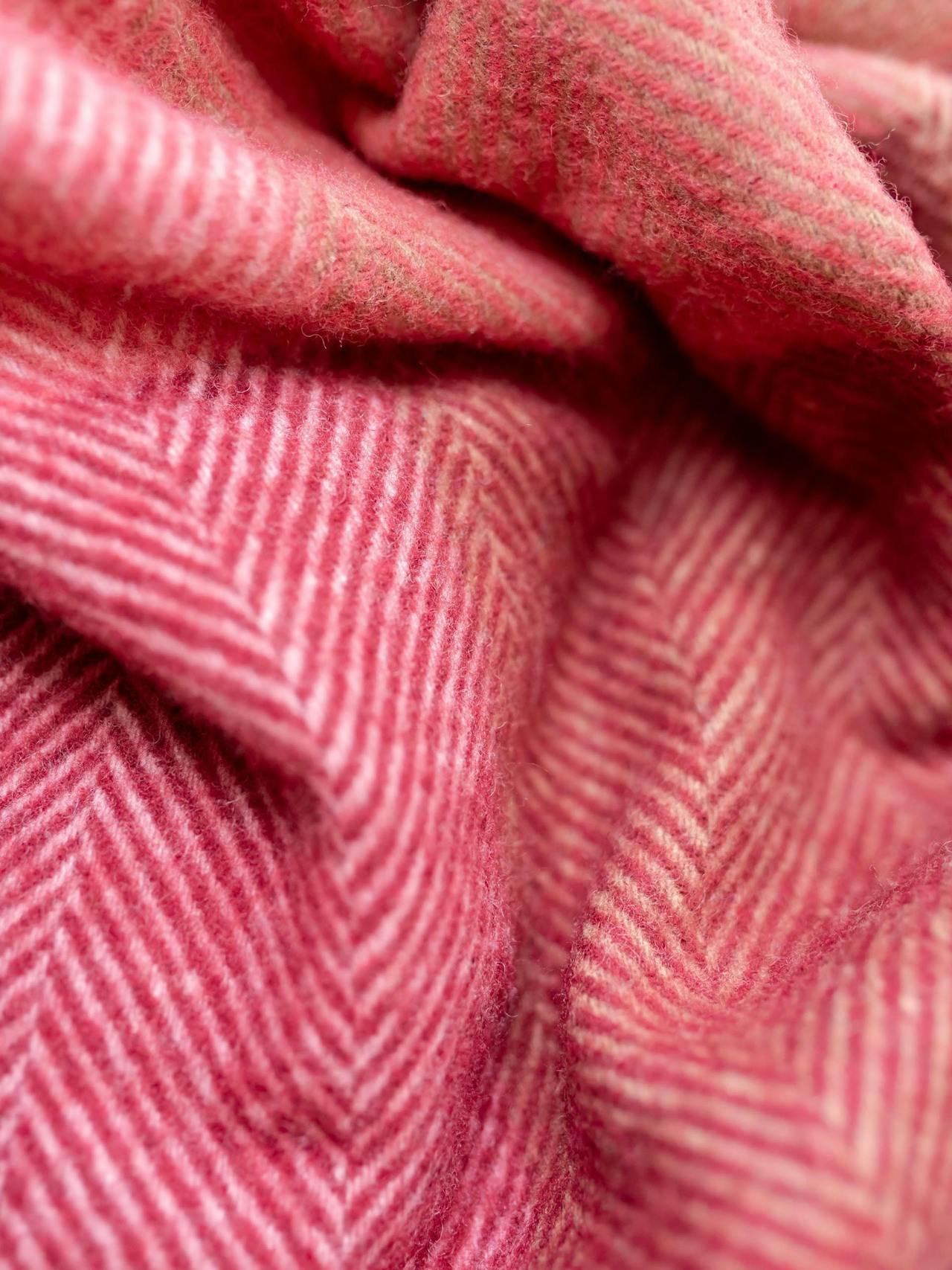 Recycled wool extra large blanket in pink herringbone block check Home > Blankets > Recycled Wool Blankets > Extra Large TBCo    - Collagerie