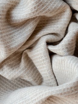 Recycled wool extra large blanket in camel waffle Home > Blankets > Recycled Wool Blankets > Extra Large TBCo    - Collagerie