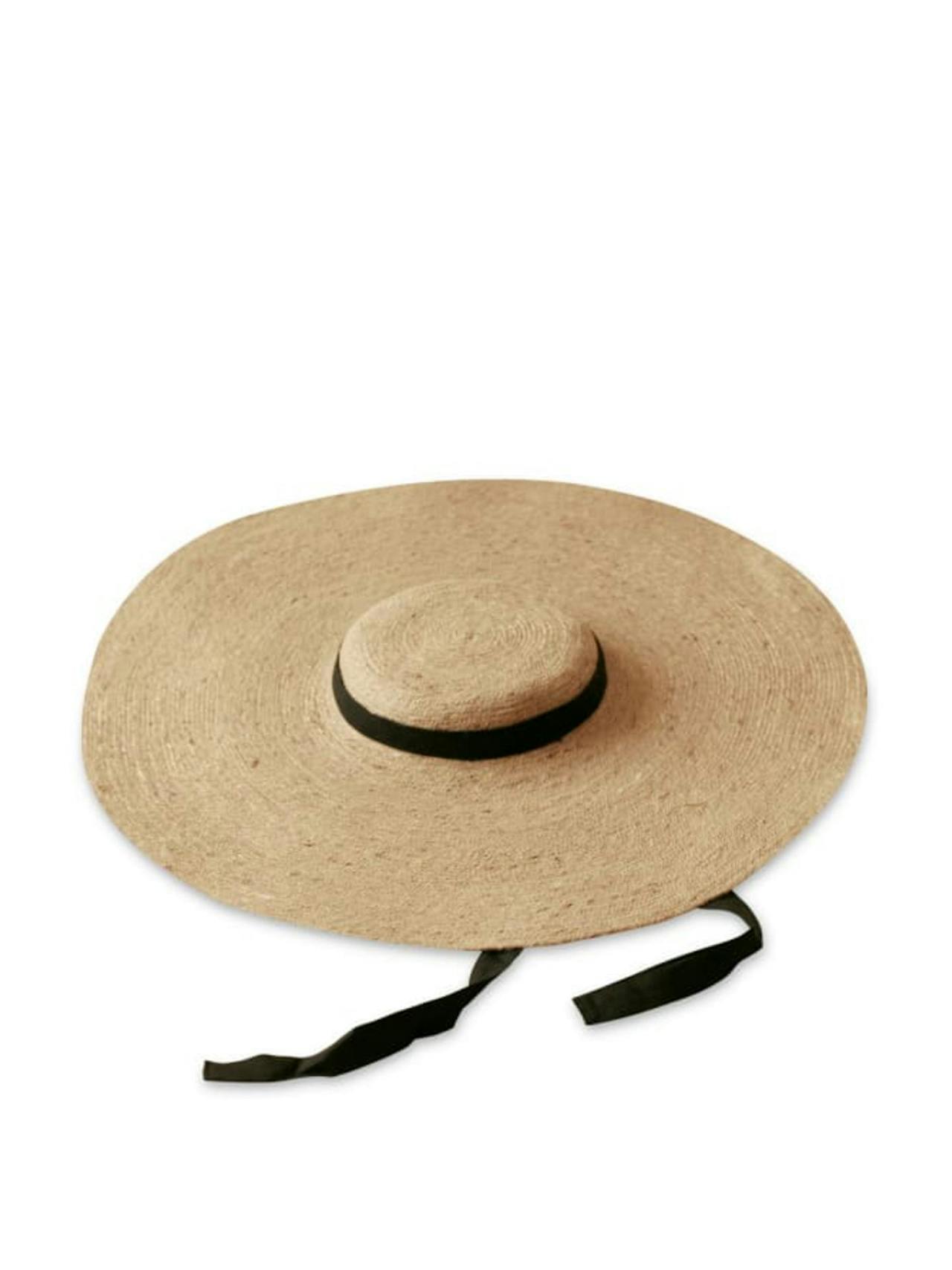 Lola wide brim jute straw hat with black strap Sun hats BrunnaCo    - Collagerie