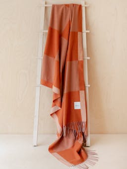 Cashmere and merino blanket in apricot checkerboard Home > Blankets > Cashmere Blankets > Large TBCo    - Collagerie