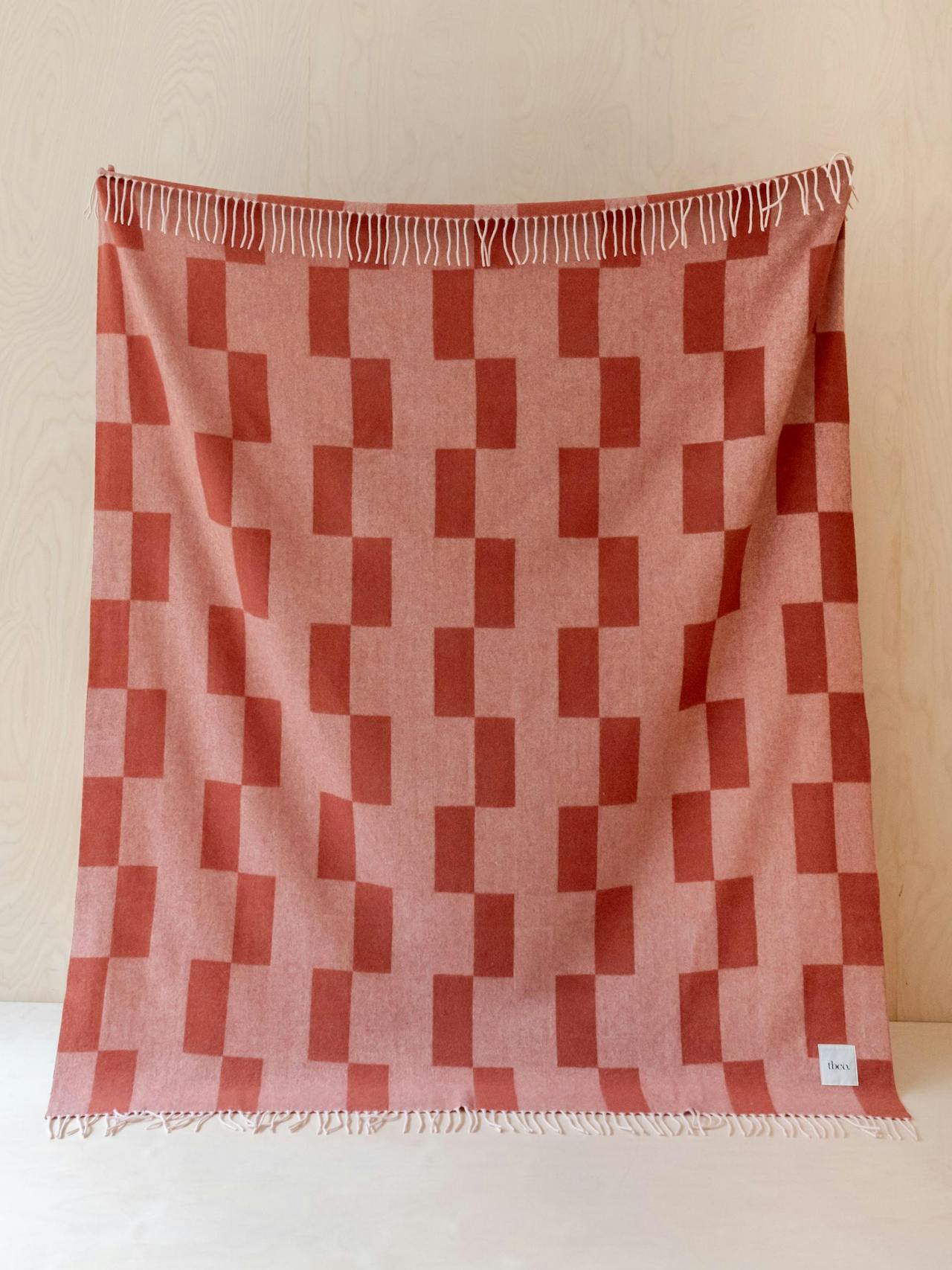 Lambswool blanket in apricot checker Home > Blankets > Lambswool Blankets > Large TBCo    - Collagerie