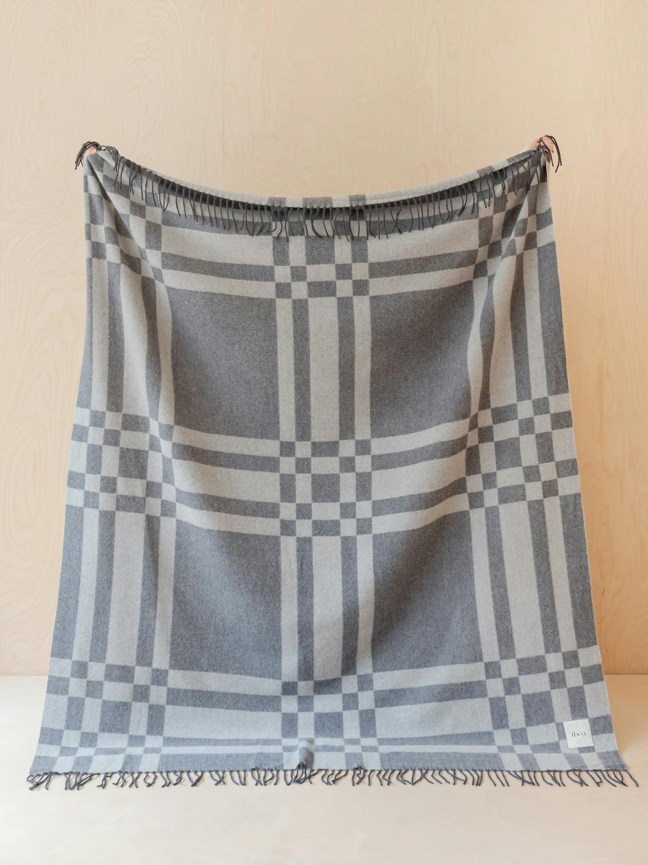 Lambswool blanket in grey pillar check Home > Blankets > Lambswool Blankets > Large TBCo    - Collagerie