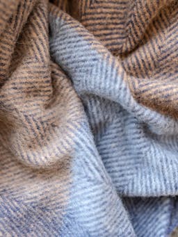 Recycled wool blanket in blue herringbone block check Home > Blankets > Recycled Wool Blankets > Large TBCo    - Collagerie