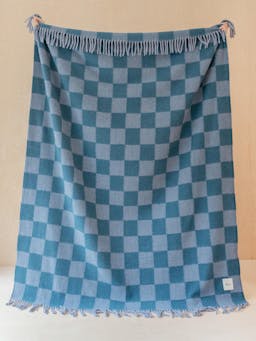 Brushed recycled wool blanket in blue checkerboard Home > Blankets > Recycled Wool Blankets > Large TBCo    - Collagerie