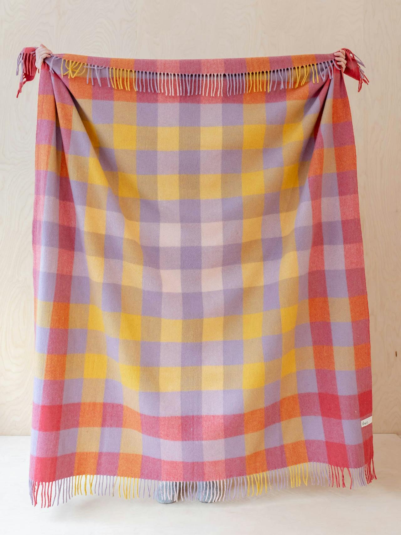 Lilac gradient gingham recycled wool blanket Recycled Wool Blankets - Lifestyle Full TBCo    - Collagerie