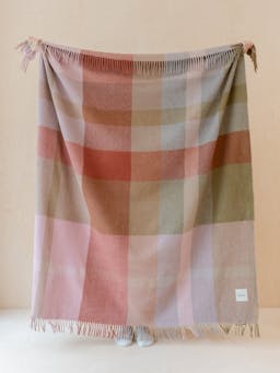 Recycled wool blanket in pink oversized patchwork check Home > Blankets > Recycled Wool Blankets > Large TBCo    - Collagerie