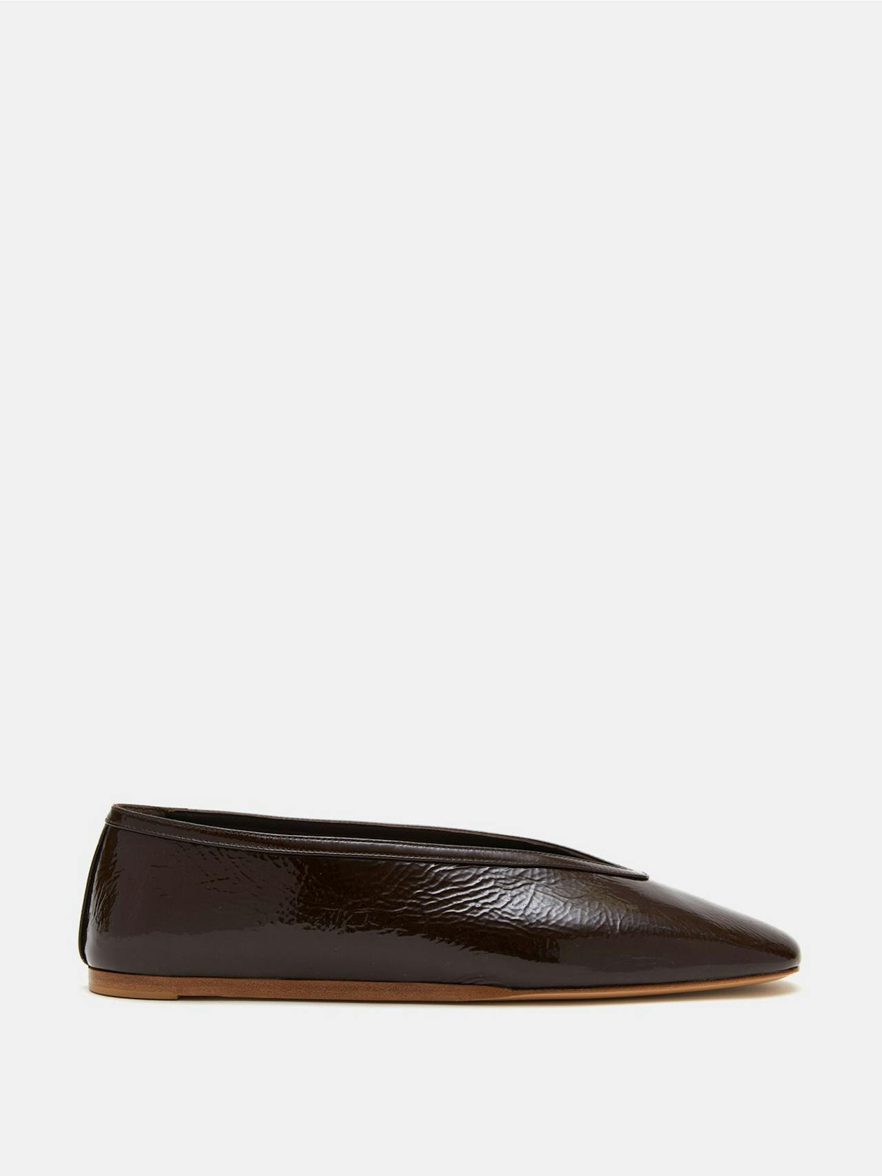 Chocolate patent leather Luna slippers