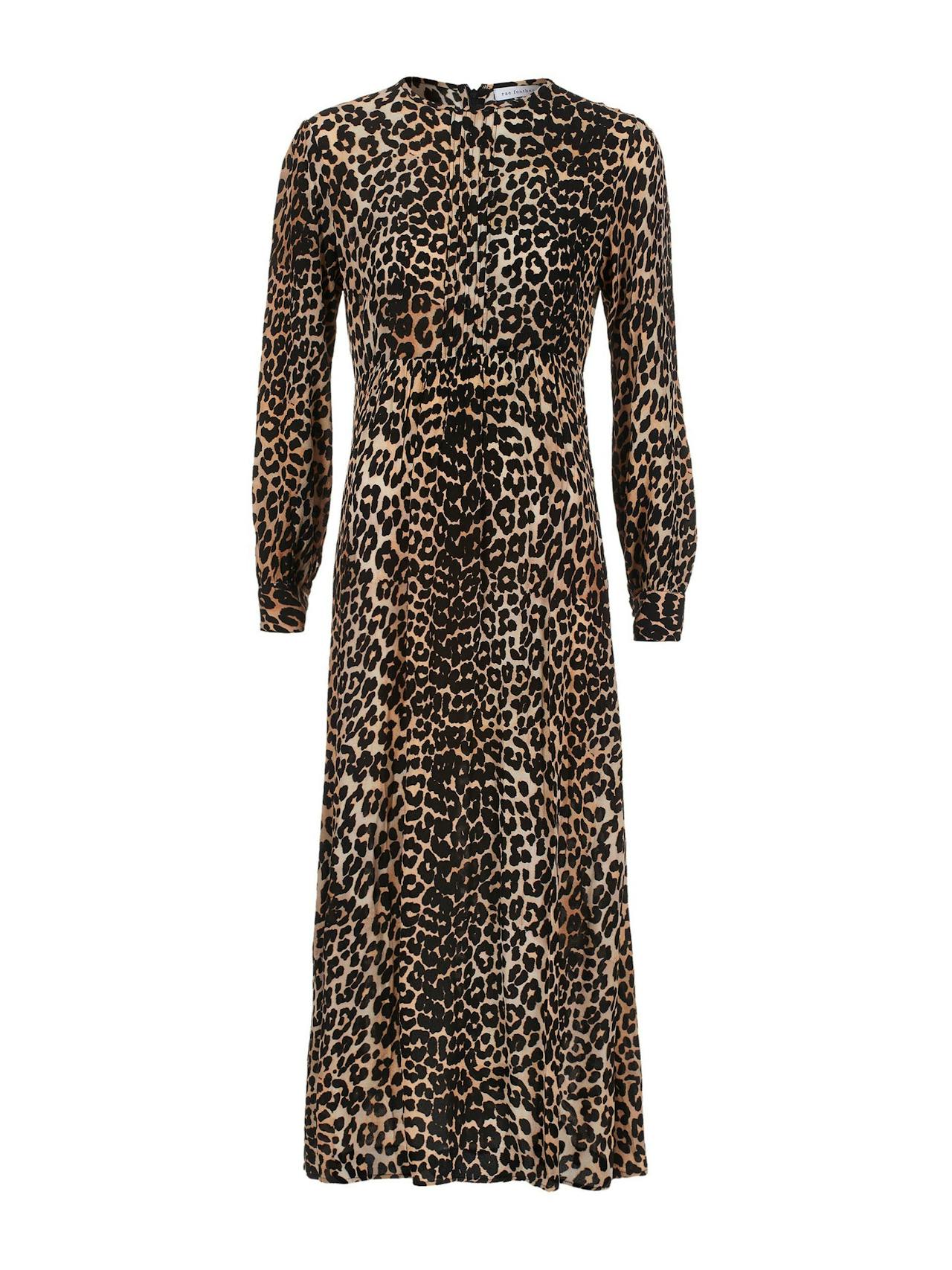 Leopard print heavyweight crepe pleat dress