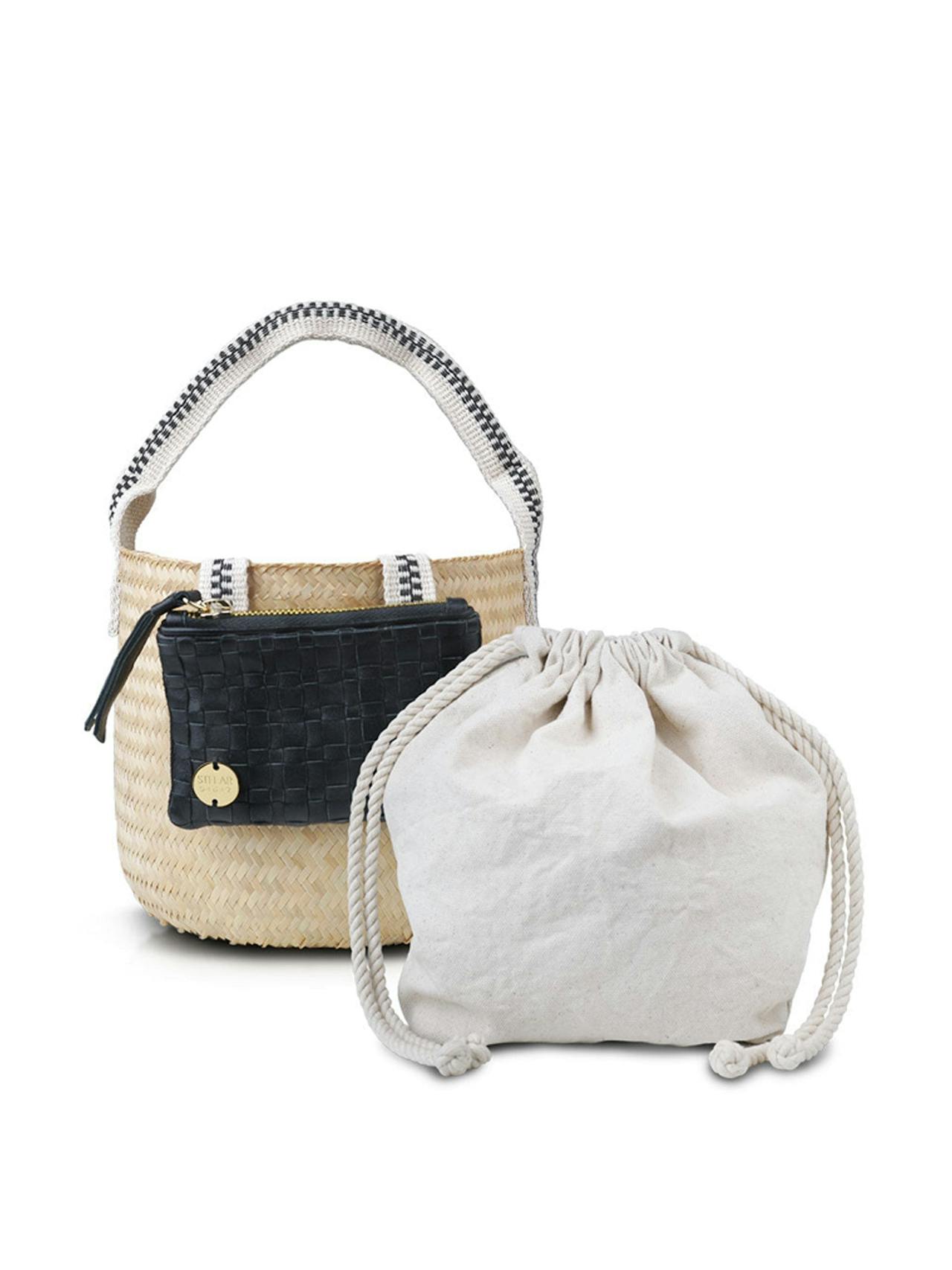 Black and cream Libur handheld bucket bag Handbag STELAR    - Collagerie