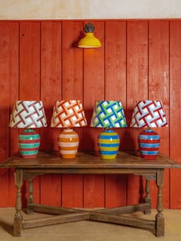 Stripe lamp, crimson and turquoise  Silo Studio    - Collagerie