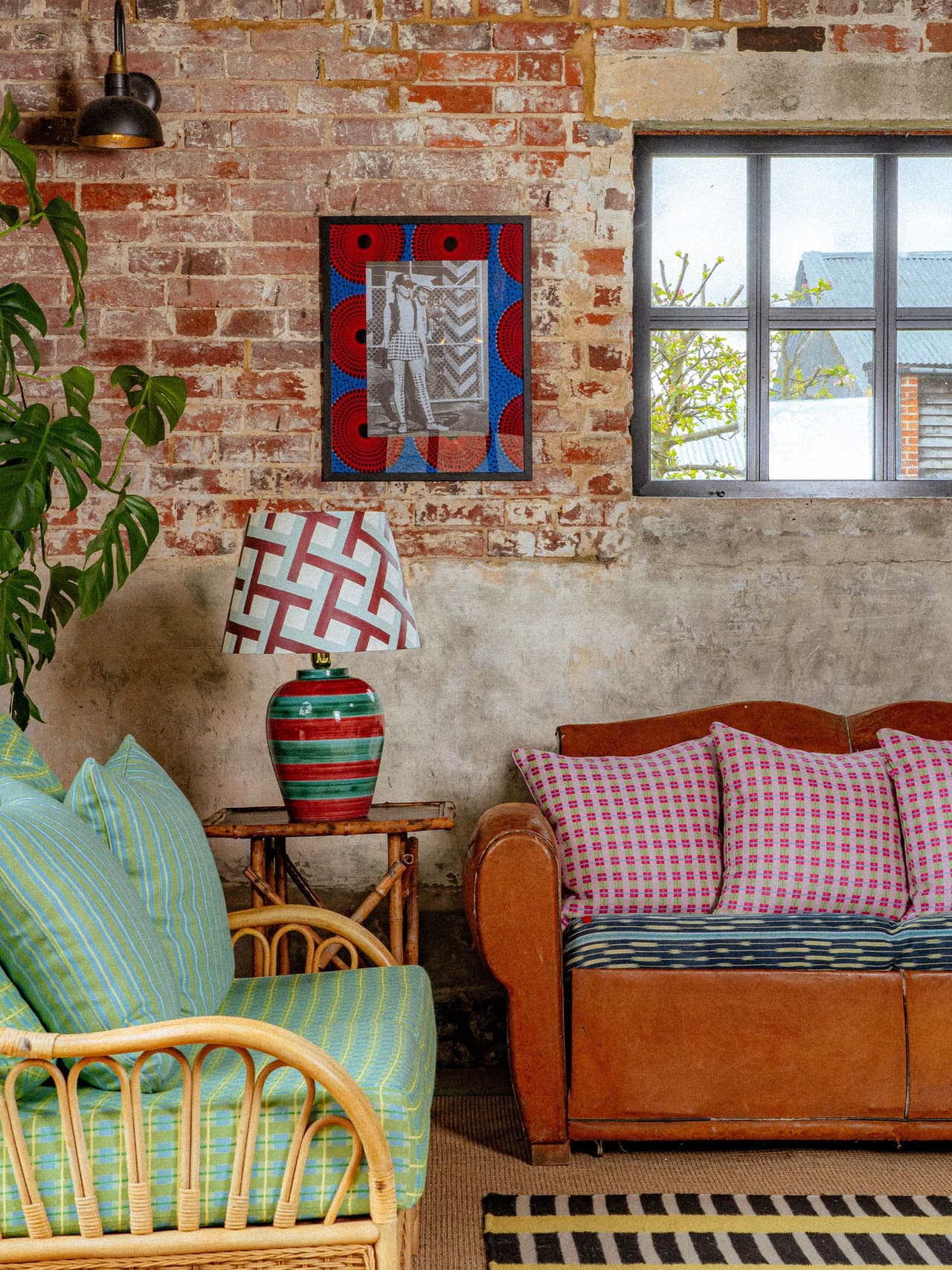 Stripe lamp, crimson and turquoise  Silo Studio    - Collagerie