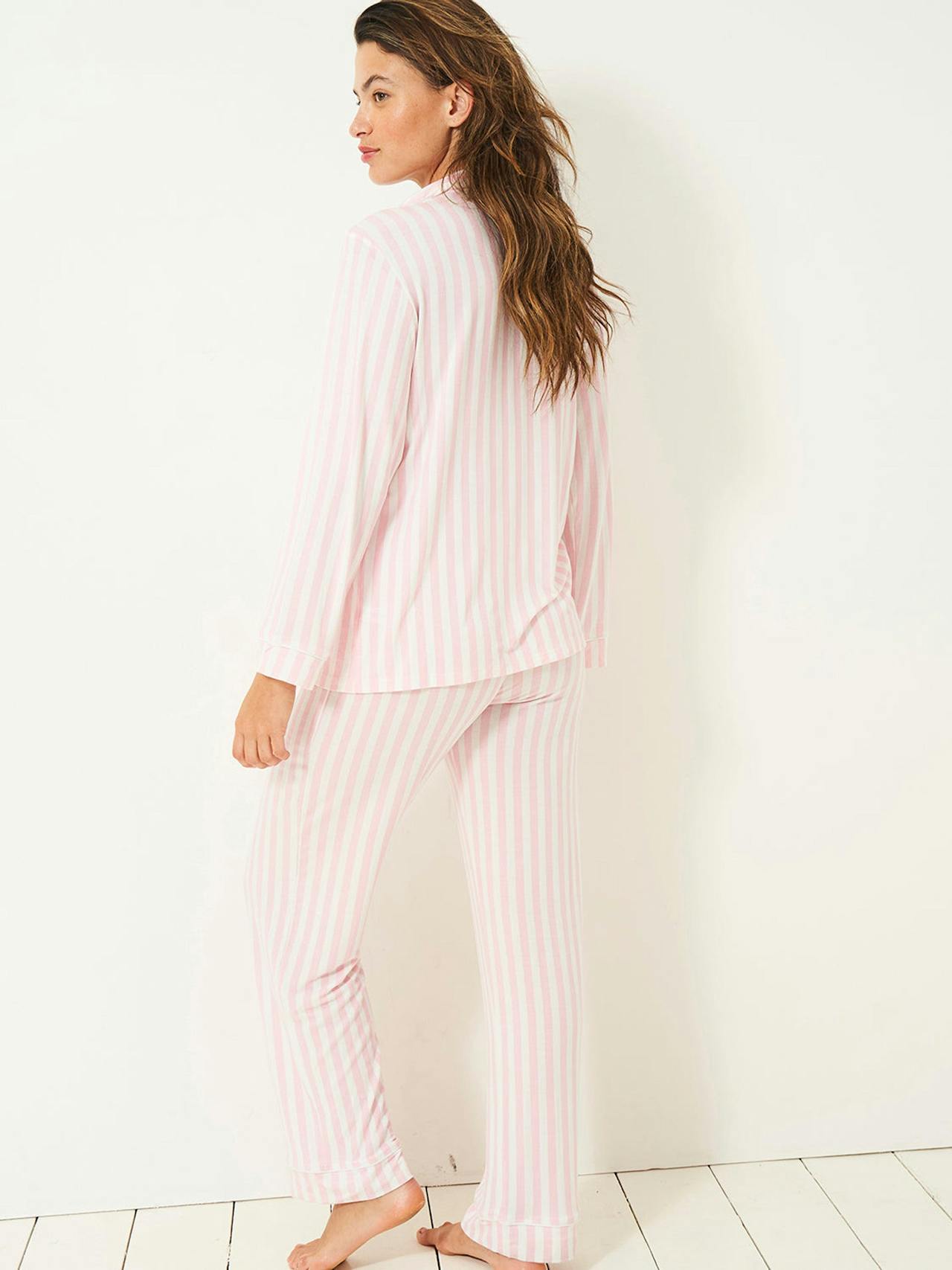 Pale pink stripe long pyjama set Long Pyjama Set Stripe & Stare    - Collagerie