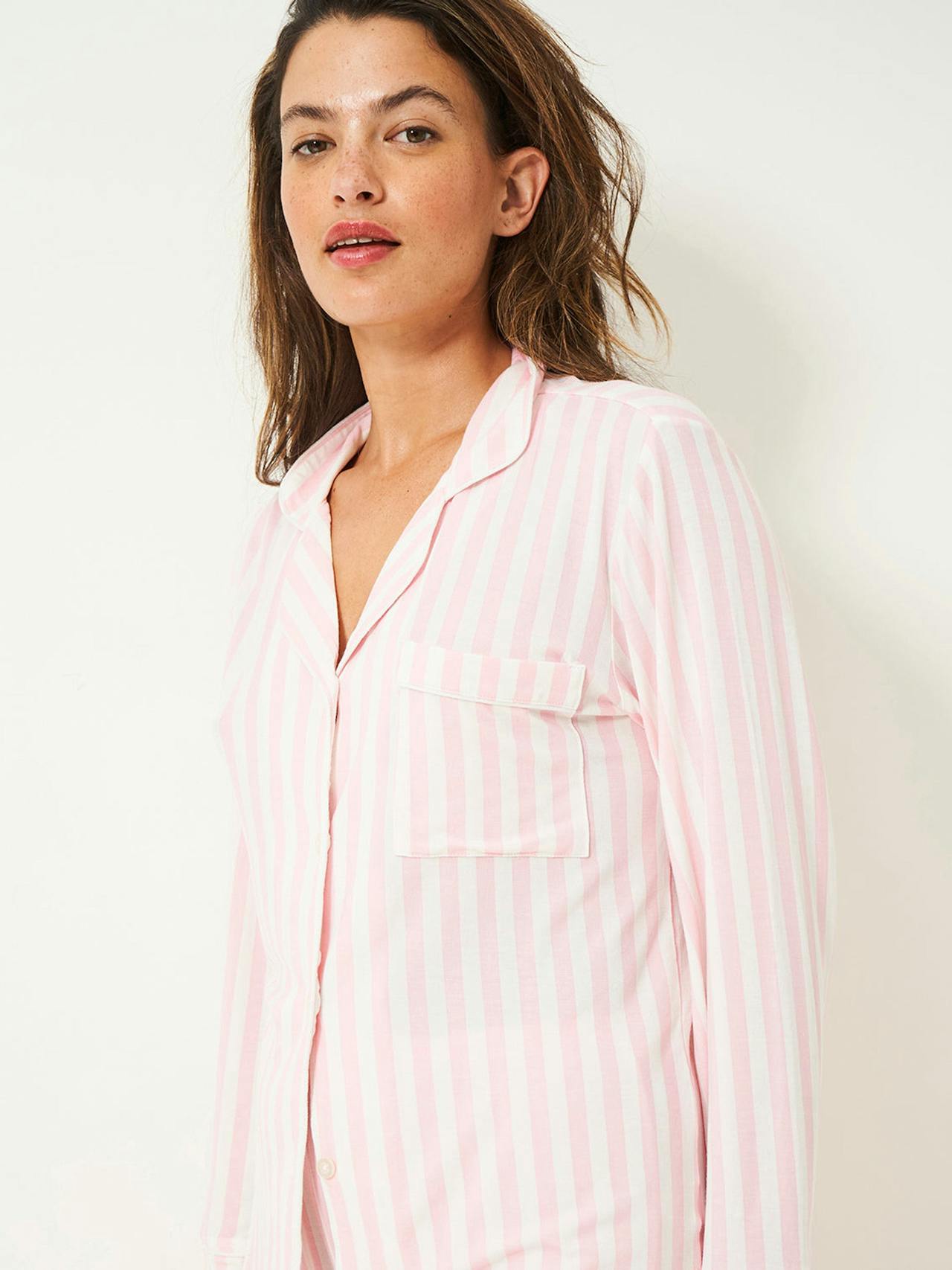 Pale pink stripe long pyjama set Long Pyjama Set Stripe & Stare    - Collagerie