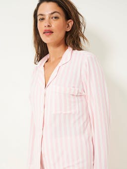 Pale pink stripe long pyjama set Long Pyjama Set Stripe & Stare    - Collagerie