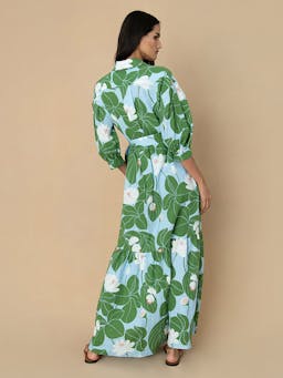 Waterlily green linen Bianca maxi dress Clothing Borgo De Nor    - Collagerie