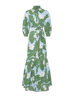 Waterlily green linen Bianca maxi dress Clothing Borgo De Nor    - Collagerie