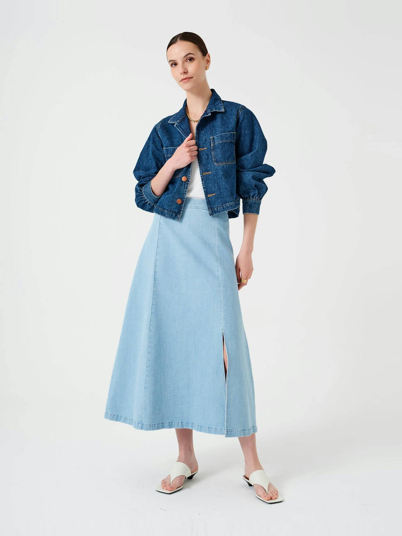 Faye slip skirt in oceanic blue 6204520090 Seventy + Mochi    - Collagerie