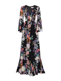 Jardin black crepe Astrea maxi dress Clothing Borgo De Nor    - Collagerie