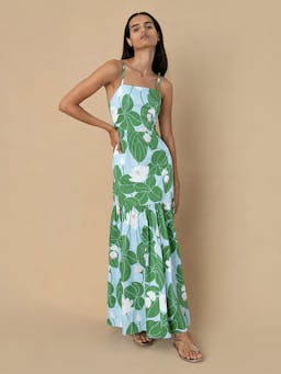 Waterlily green cotton maxi dress Clothing Borgo De Nor    - Collagerie