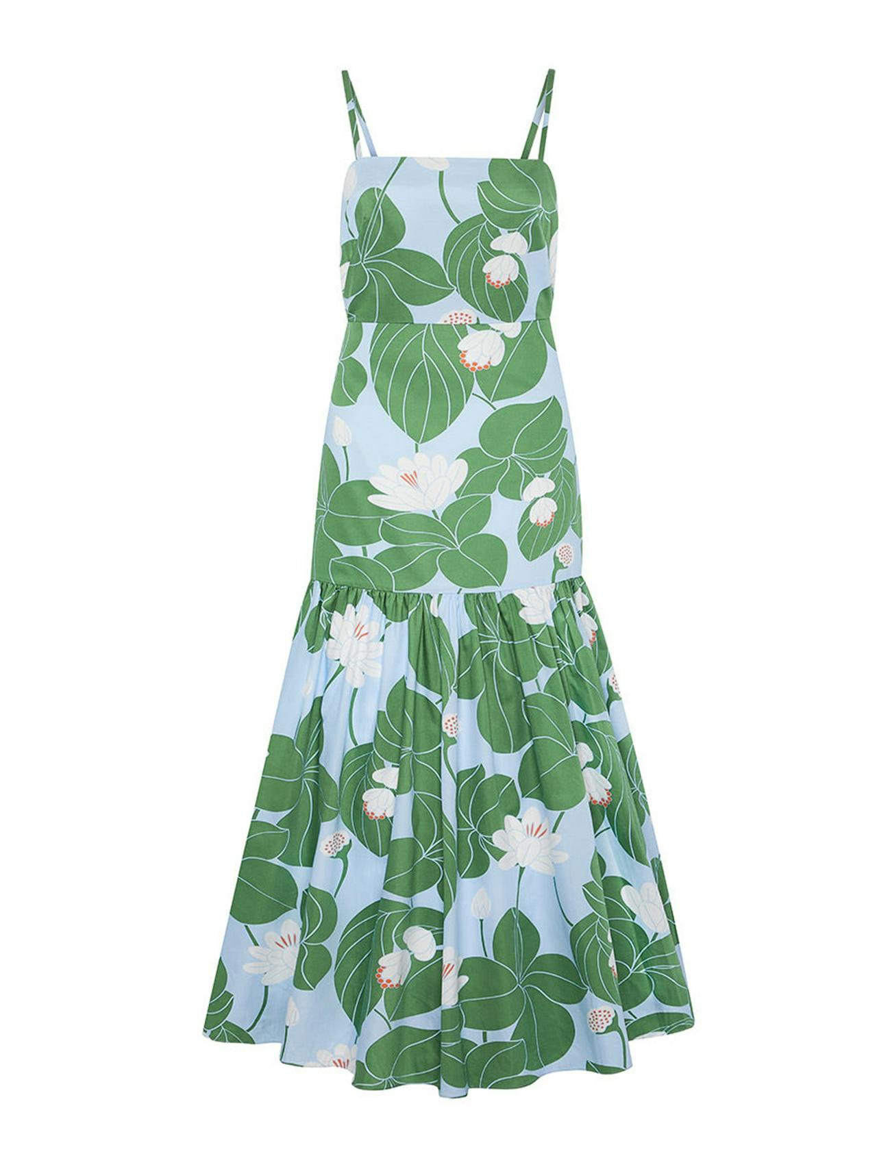 Waterlily green cotton maxi dress