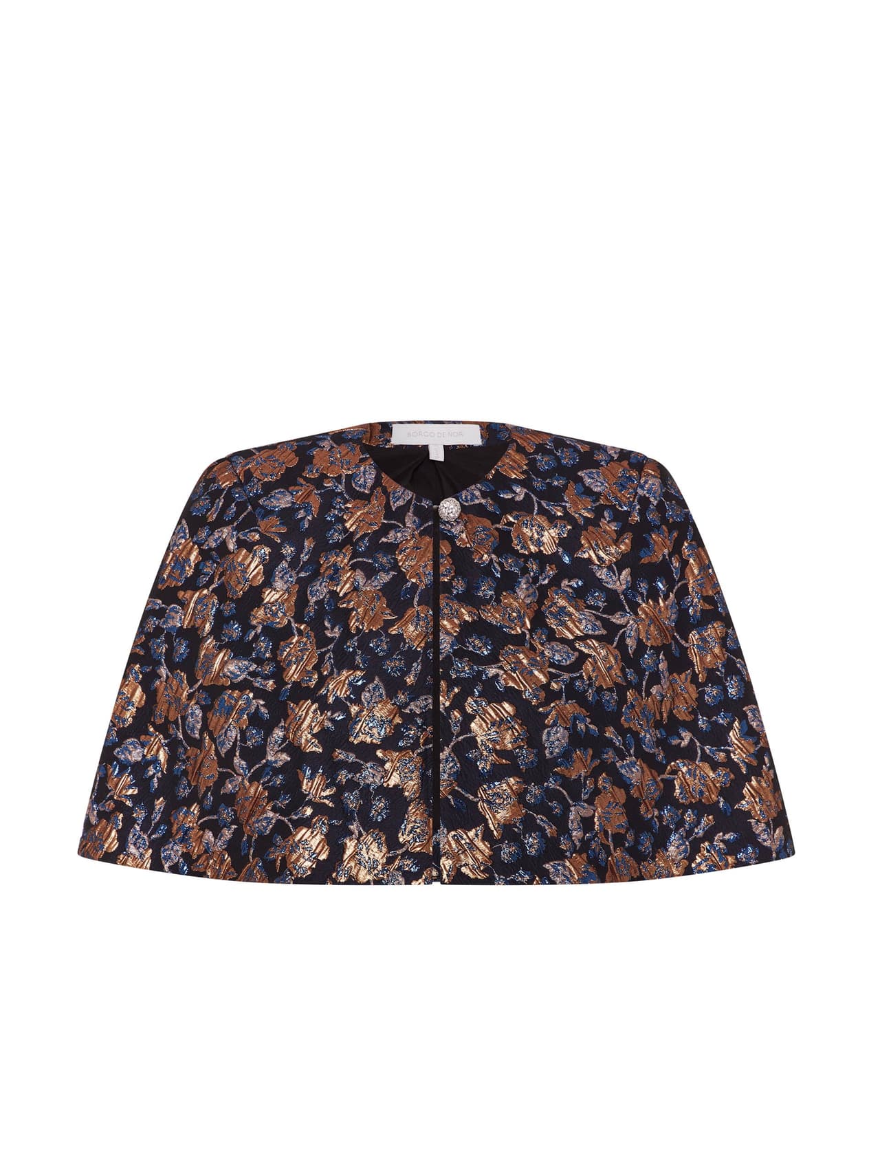 Navy and gold Merryn floral jacquard cape CAPE - AW24 Borgo De Nor    - Collagerie