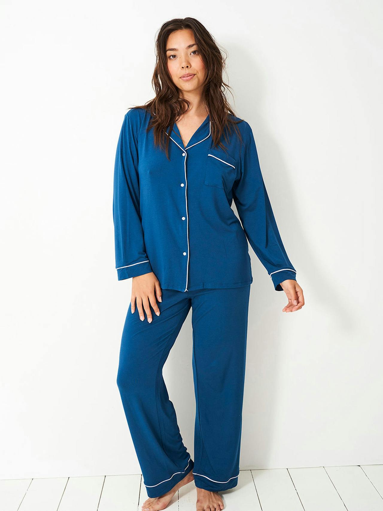 Midnight long pyjama set Long Pyjama Set Stripe & Stare    - Collagerie